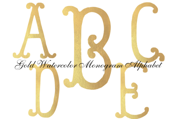 Download Gold Watercolor Monogram Alphabet PNG - Premium Bundle